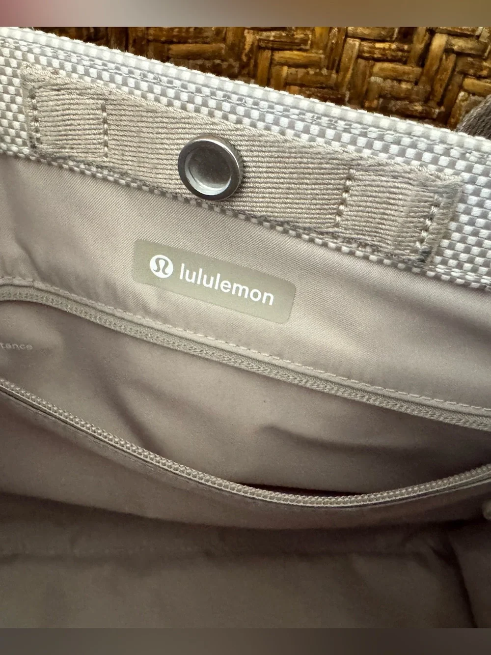 Lululemon Two-Tone Canvas Mini Tote Bag 4.5L Mojave Tan/ Light Ivory